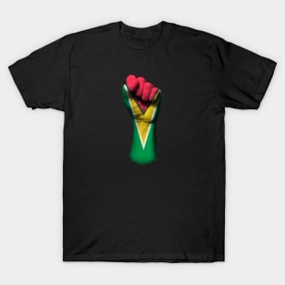 Flag of Guyana on a Raised Clenched Fist T-Shirt